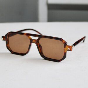 Square 70s Flat Aviator Sunglasses Women Men Classic Retro Stylish Frame UV400